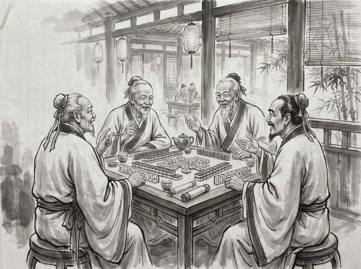 麻将胡了 - 策略讨论场景